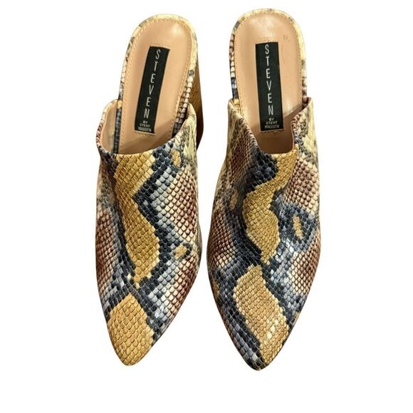 Steven by Steve Madden Nox Snake Python Chunky Block Heeled Mules Sz 8 Womens Fa - Picture 7 of 13